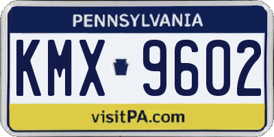 PA license plate KMX9602