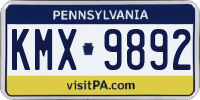 PA license plate KMX9892