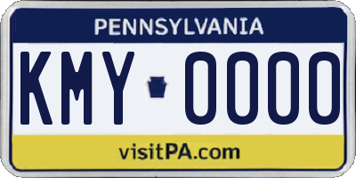 PA license plate KMY0000