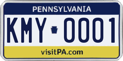 PA license plate KMY0001