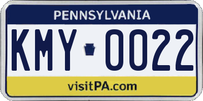 PA license plate KMY0022