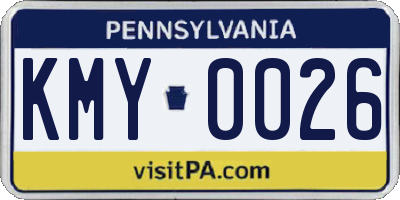 PA license plate KMY0026