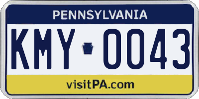 PA license plate KMY0043