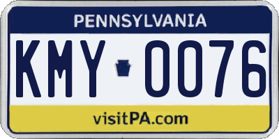 PA license plate KMY0076