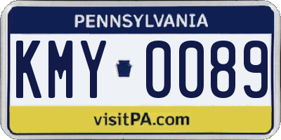PA license plate KMY0089