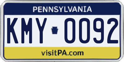 PA license plate KMY0092