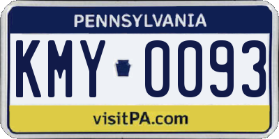 PA license plate KMY0093
