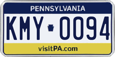 PA license plate KMY0094