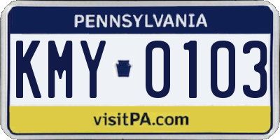 PA license plate KMY0103