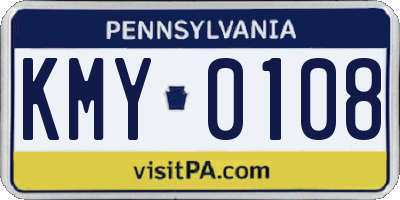 PA license plate KMY0108