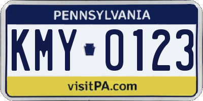PA license plate KMY0123