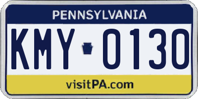 PA license plate KMY0130