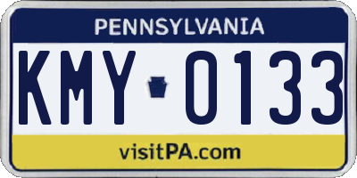 PA license plate KMY0133