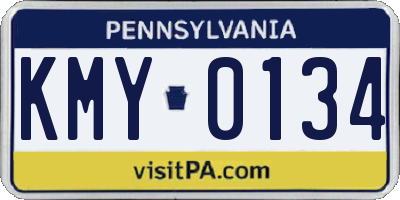 PA license plate KMY0134