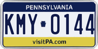 PA license plate KMY0144