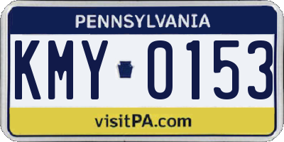 PA license plate KMY0153