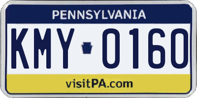 PA license plate KMY0160