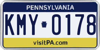 PA license plate KMY0178
