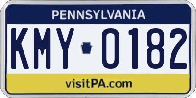 PA license plate KMY0182