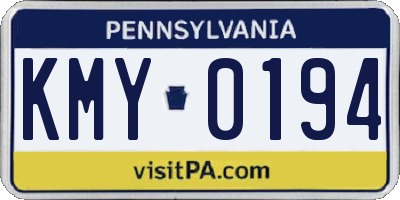 PA license plate KMY0194