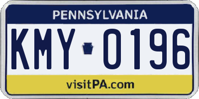 PA license plate KMY0196