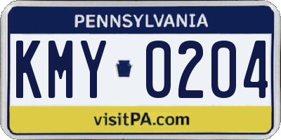 PA license plate KMY0204
