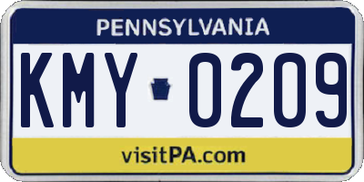 PA license plate KMY0209