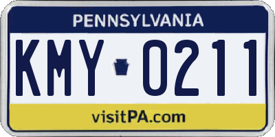 PA license plate KMY0211