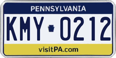 PA license plate KMY0212