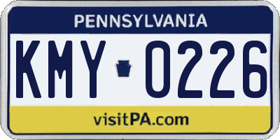 PA license plate KMY0226