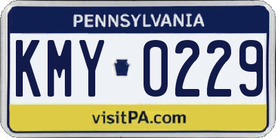 PA license plate KMY0229