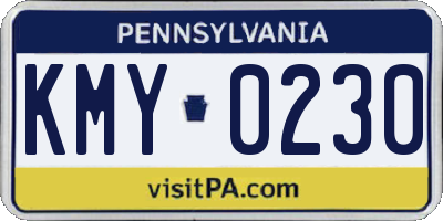 PA license plate KMY0230