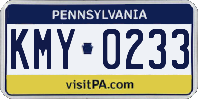 PA license plate KMY0233