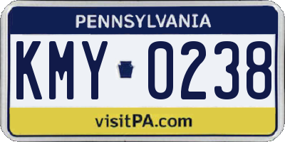 PA license plate KMY0238