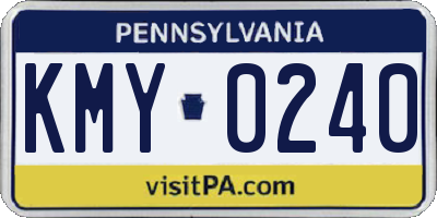 PA license plate KMY0240