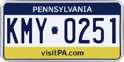 PA license plate KMY0251