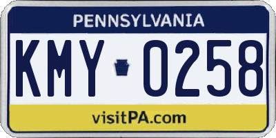PA license plate KMY0258