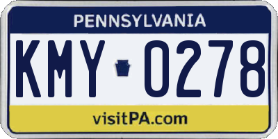 PA license plate KMY0278