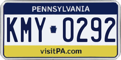 PA license plate KMY0292