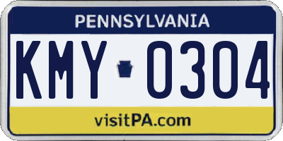 PA license plate KMY0304
