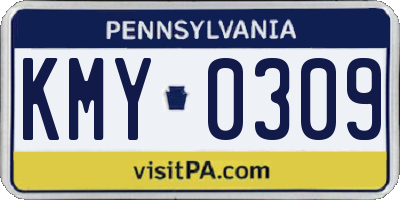 PA license plate KMY0309