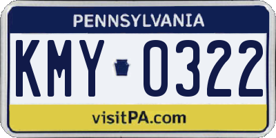 PA license plate KMY0322