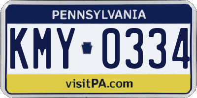 PA license plate KMY0334