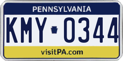 PA license plate KMY0344