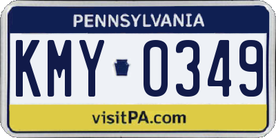 PA license plate KMY0349