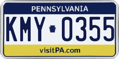 PA license plate KMY0355