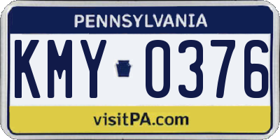 PA license plate KMY0376