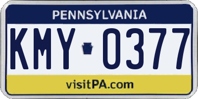 PA license plate KMY0377