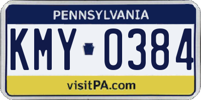 PA license plate KMY0384