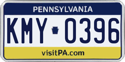 PA license plate KMY0396